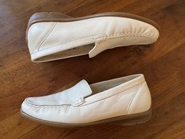 WALDLÄUFER LEDER-SLIPPER, GR. 37,5  WEISS, BEQUEM