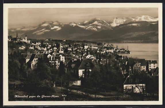 Cartoline postali: Männedorf, Teilansicht gegen die Glarne – Usato da Berlin venduto da bartko-reher