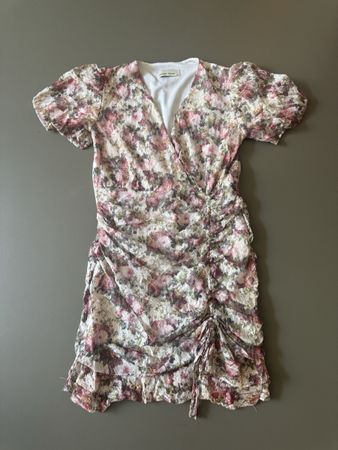 Floral Wrap Mini Dress | Puff Sleeves | Size 38/40|