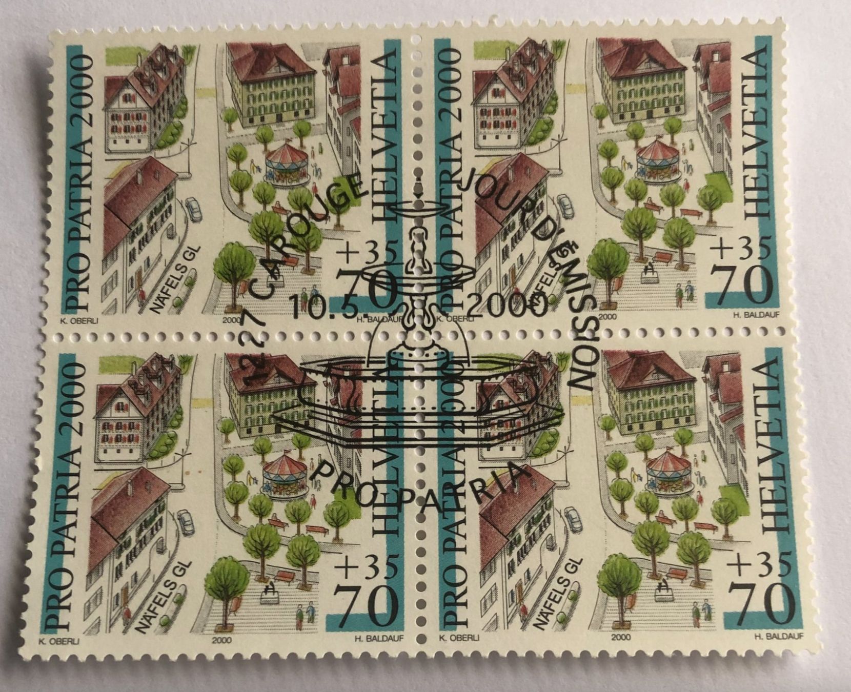 Tutti i francobolli: 4 er Block Nr.B268 mit Stempel 2000 Carouge    – Usato da Aarau venduto da Billa007