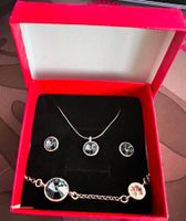 Ensemble Argent Christal bleu nuit (pend.,boucle,bracelet)