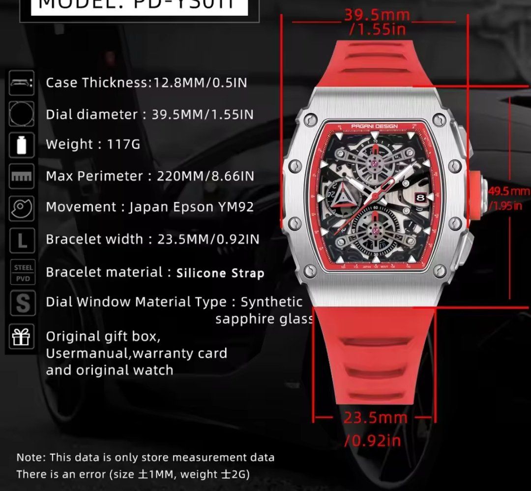 Pagani Design Uhren: Pagani Design Herrenuhr Uhr Rot – Neu und originalverpackt aus Suhr von sjay.Cv 3