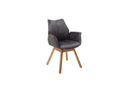 6 Sessel TACOMA 180 Grad drehbar Stoff anthrazit Fuss Eiche