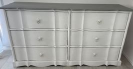Hübsche Kommode weiss grau 6 Schubladen Vintage Stil Holz