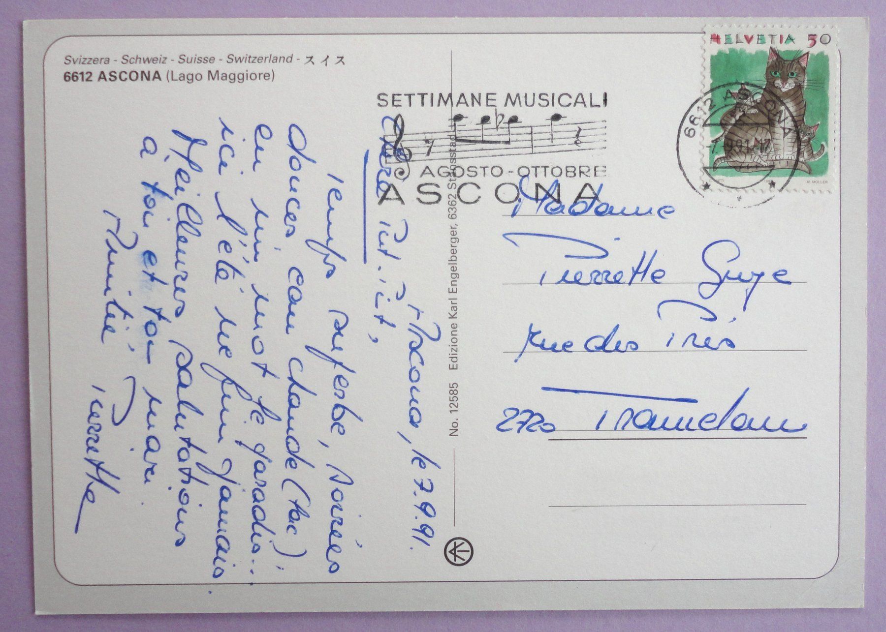 Cartoline postali: Ascona (Lago Maggiore) – Usato da Fétigny venduto da Billy2miny 1