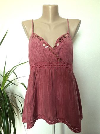 Sublime Top en SOIE Vents d'Ailleurs–Rose & Dentelle –Gr.38