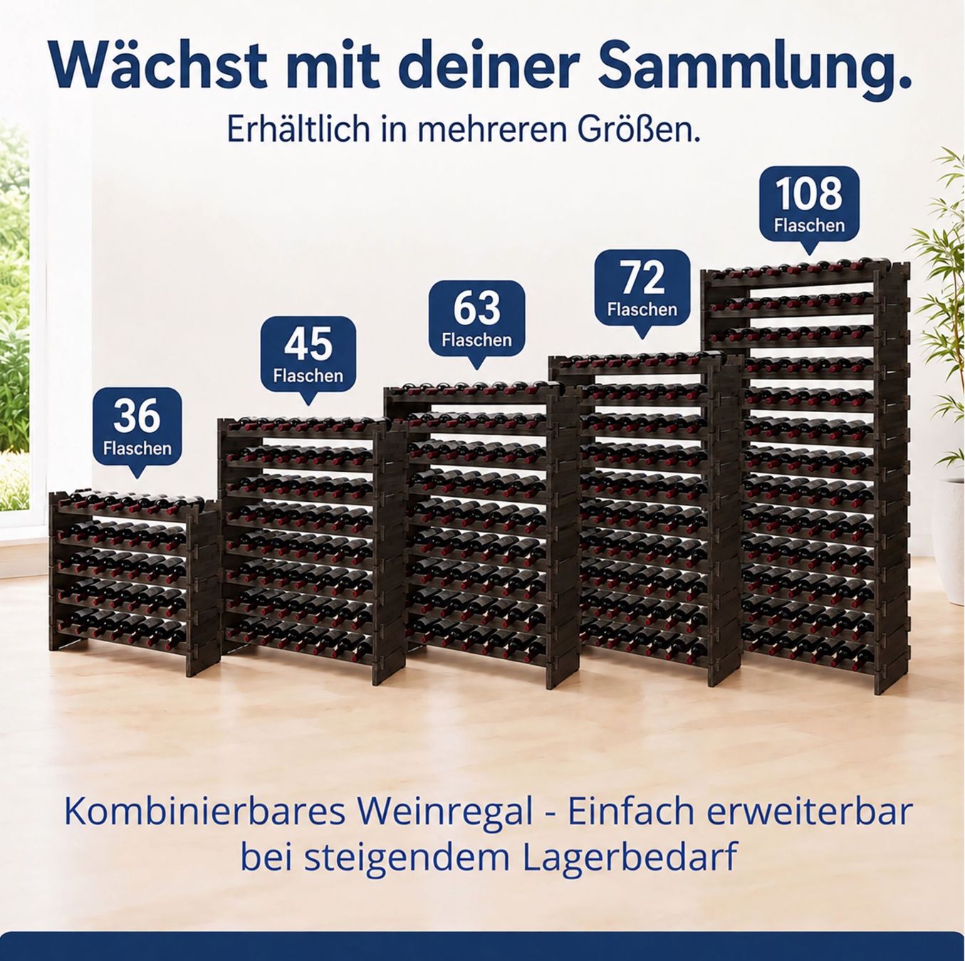 Regale: Stapelbar Weinregal Bambus – Neu und originalverpackt aus Bülach von Palawan 6