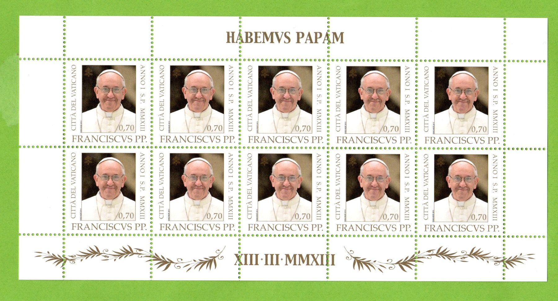 Alle Briefmarken: 2013 Vatikan mit Franziskus Kleinbogen postfrisch – Neu (gemäss Beschreibung) aus Stein am Rhein von Huehnerhund
