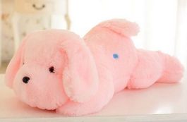Chien peluche lumineux 50cm ROSE