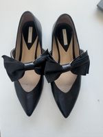 Schwarze Leder Ballerinas mit Schleife Gr. 37,Marke H&M