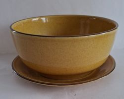 Rössler Keramik Schüssel, senfgelb 18 cm, Vintage Stil