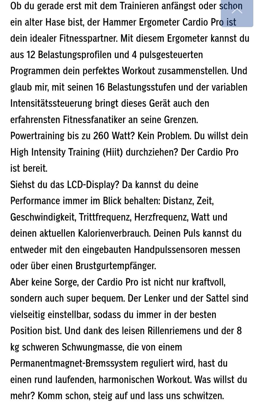 Hometrainer: Heimtrainer Hammer Cardio Pro – Usato da Solothurn venduto da Delirio82 4