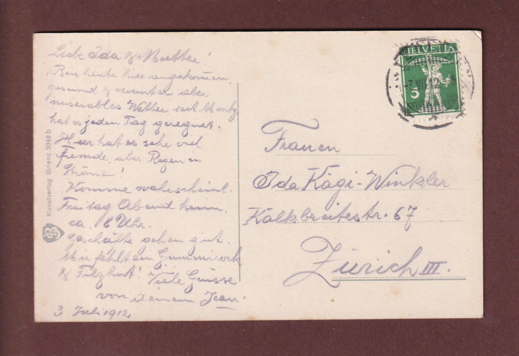 Ansichtskarten: INTERLAKEN - Teilansicht - Jungfrau - 1912 – Gebraucht aus Pully von nicecards-shop 1