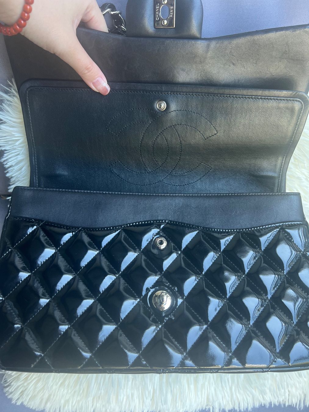 Chanel Borse da donna: Chanel Timeless Double Flap Schwarz Lackleder Jumbo fullset – Usato da Zürich venduto da jia_57tp 6