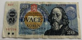 20 Korun Tschechoslowakei 1988 Banknote