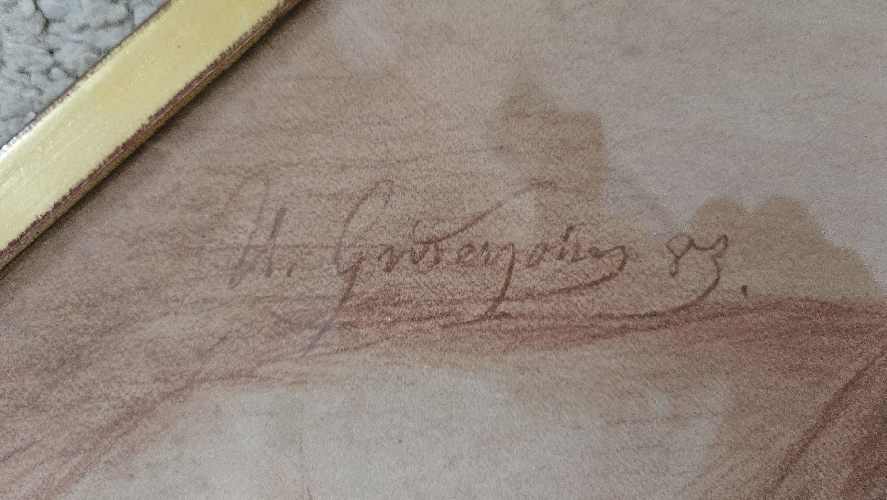 Gemälde: Original Rötelzeichnung U. Gutersohn – Gebraucht aus Weggis von ced_yrq6 1