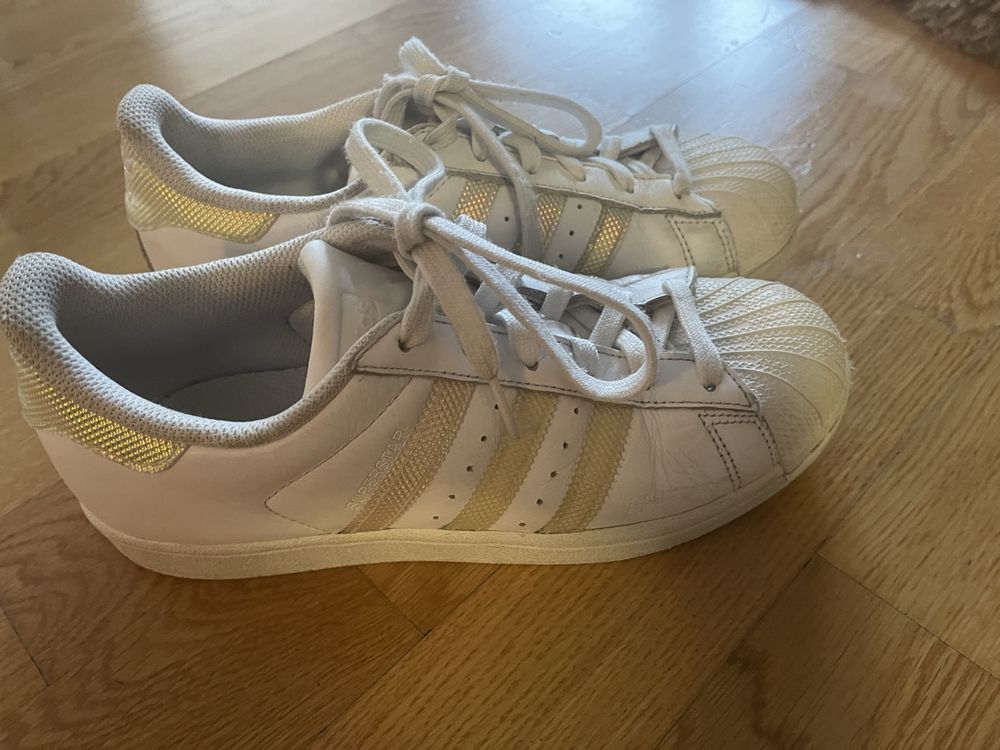 Schuhe Adidas Superstar Weiss Gold 38 2/3 (Gebraucht) in