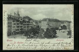 AK St. Gallen, Marktplatz, 1900