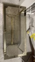 Glass Side Table Brass Fluted Legs Rectangular Used