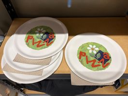 4 Pizza Teller, Keramik, Vintage, Durchmesser 27 cm