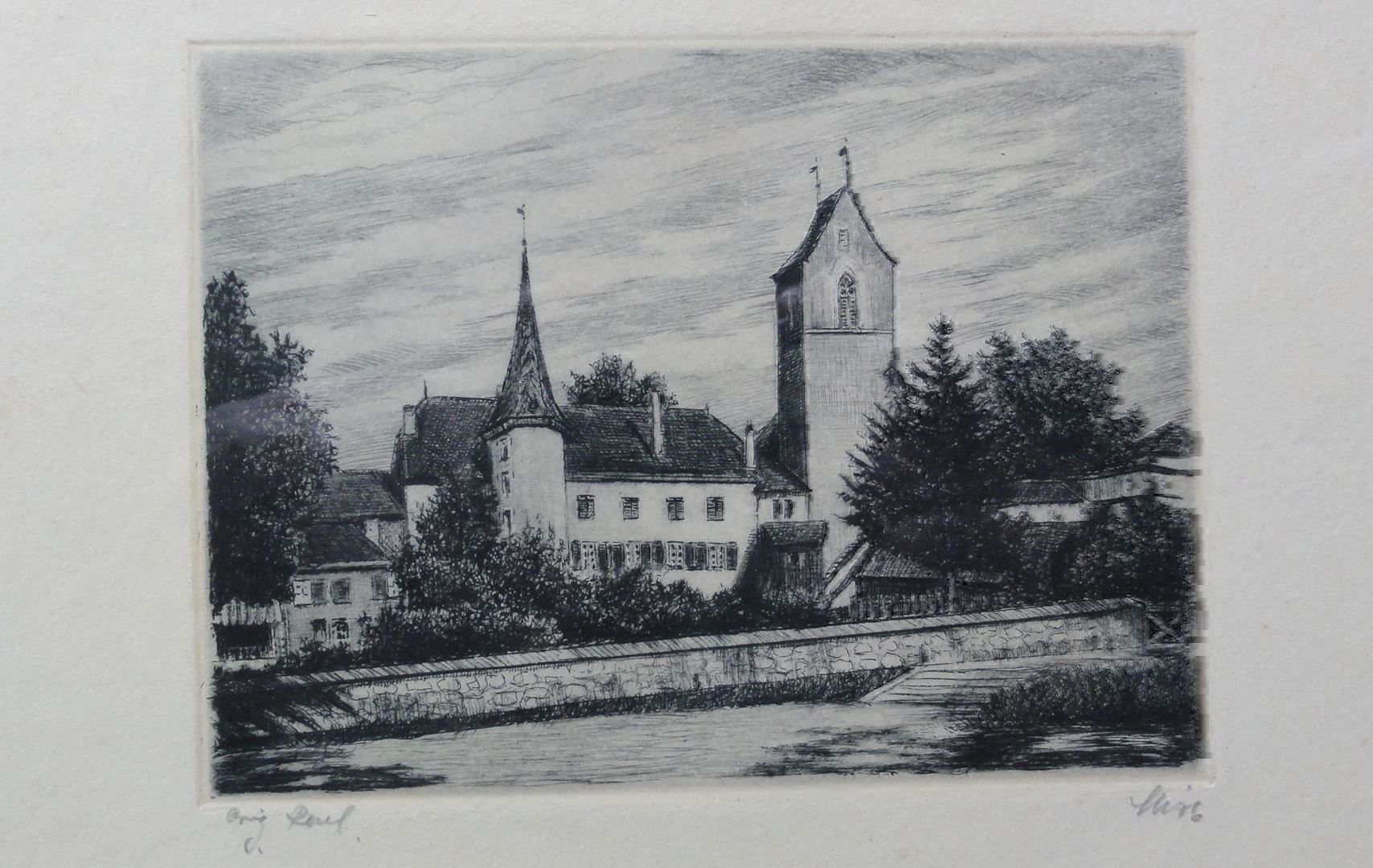 Incisioni: Original Radierung Kirche Schloss – Usato da Frauenfeld venduto da Astra13