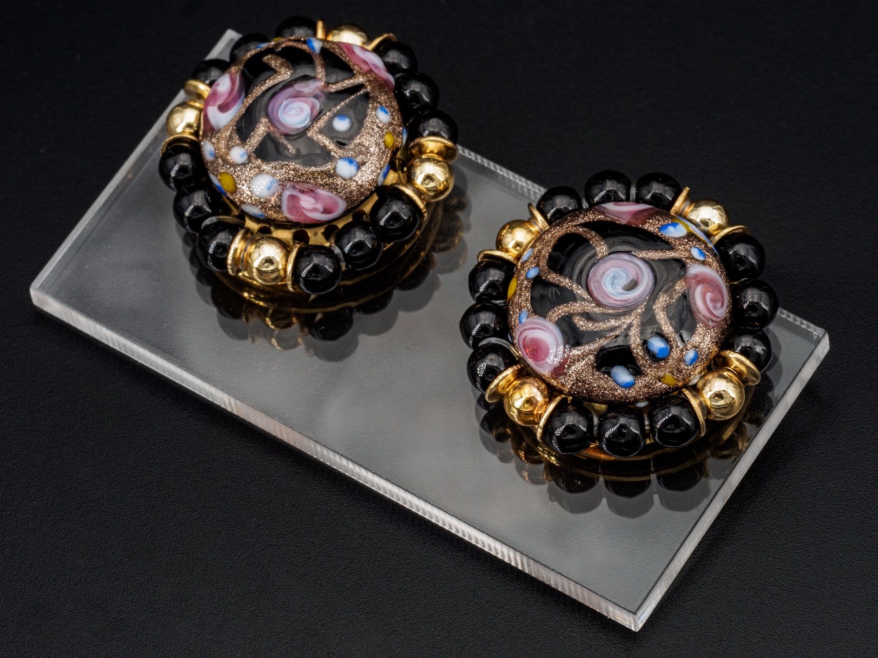 Boucles d'oreille: Vinatge Ohrclips; Lampwork-Glas – D'occasion à Zürich par nostalgic_treasures 1
