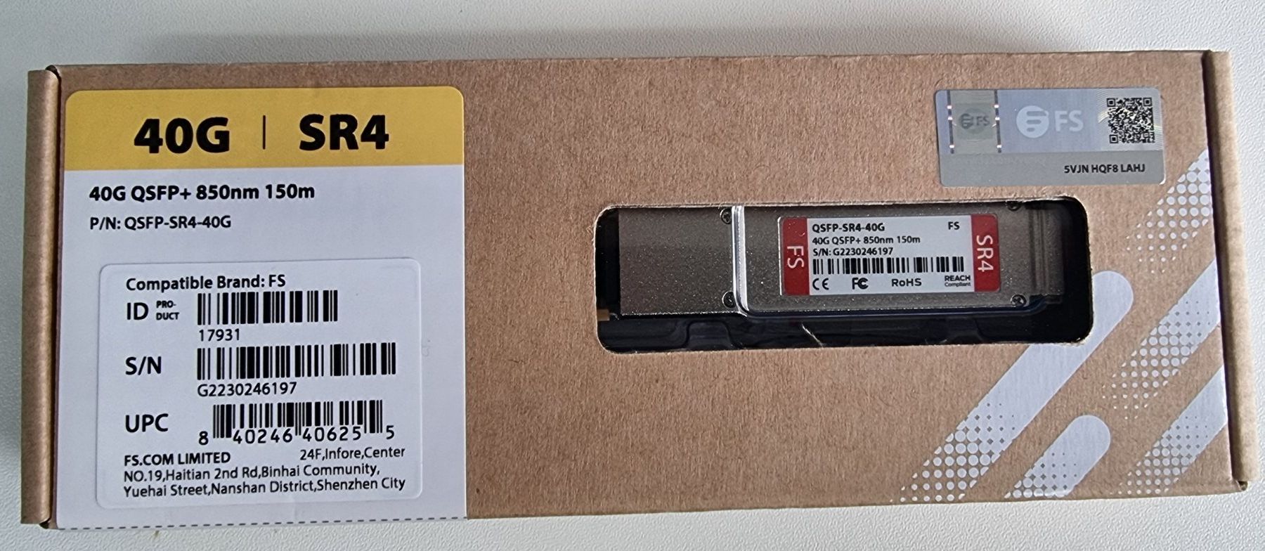 Unità & Adattatore: FS 40G QSFP+ Modul / Optical Transceiver – Nuovo e nell'imballaggio originale da Ruggell venduto da ONLINE-2-ME 1