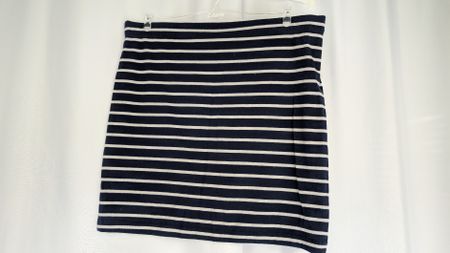 Damen Jerseyrock gestreift dunkelblau/weiss Grösse M
