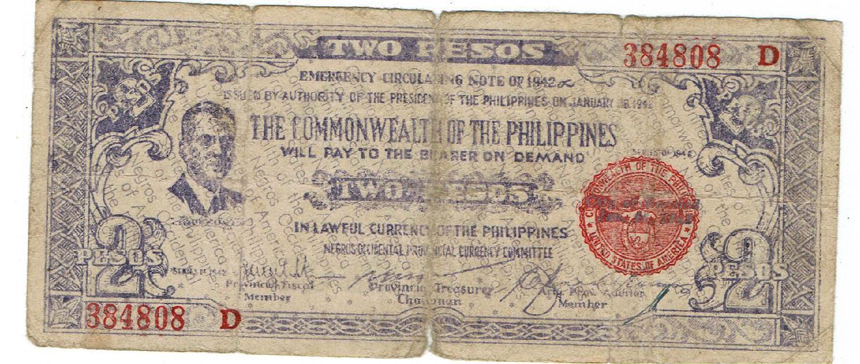 Banconote: Philippinen 2 Pesos 1942 SS P-S647B Notfall Umlaufnote – Usato da Steffisburg venduto da ber_8htf