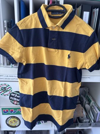 Polo Ralph Lauren rayé jaune et bleu taille XS