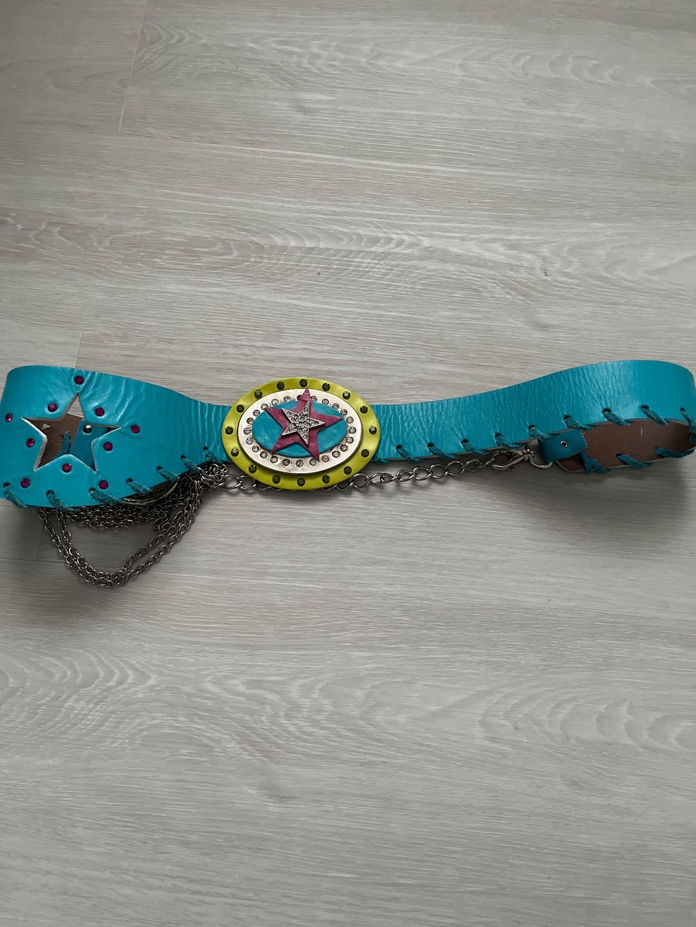 Gürtel: Ledergürtel mit Swarovski Steinen Gr. S/M – Gebraucht aus Derendingen von CaMiPa5