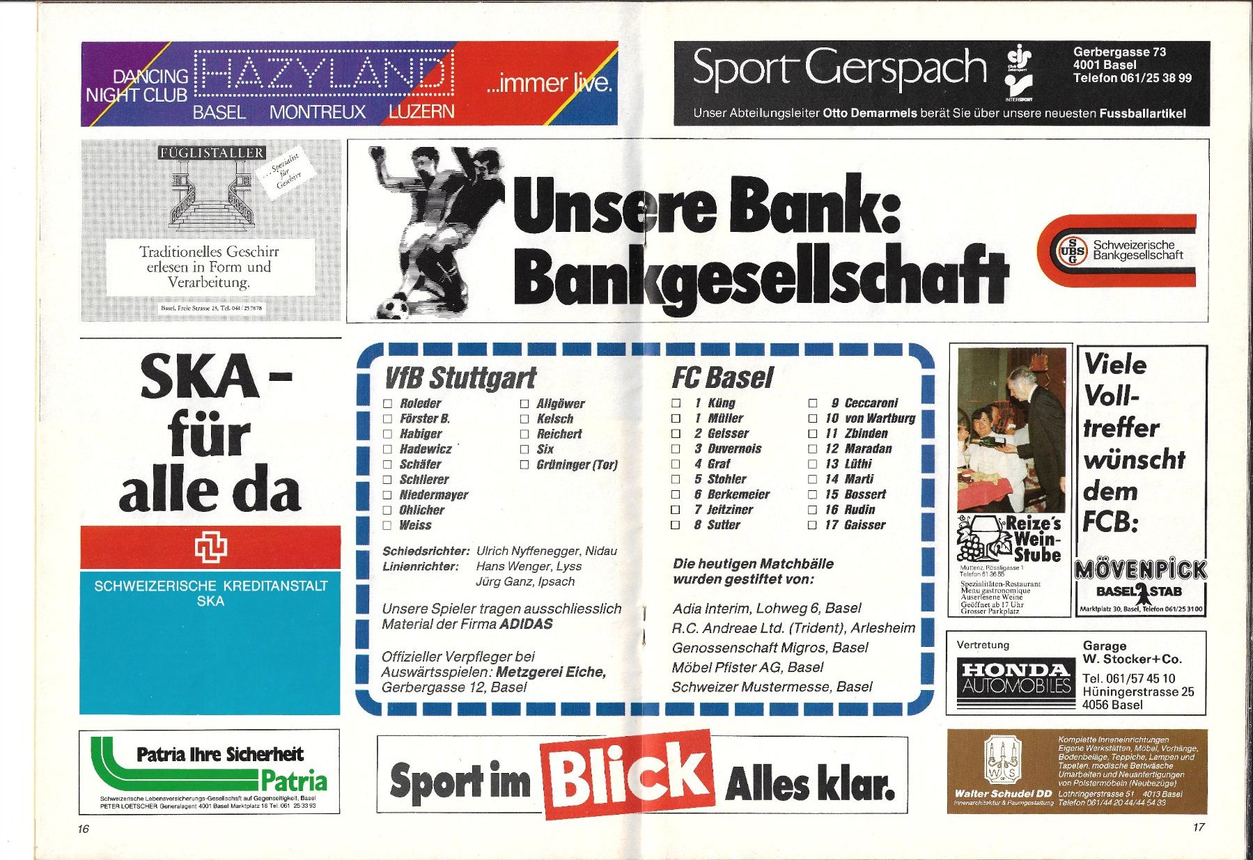 Autografi: Programm FC Basel - VfB Stuttgart 1982 Autogramm D. Six – Usato da Ziefen venduto da Dancer99 1