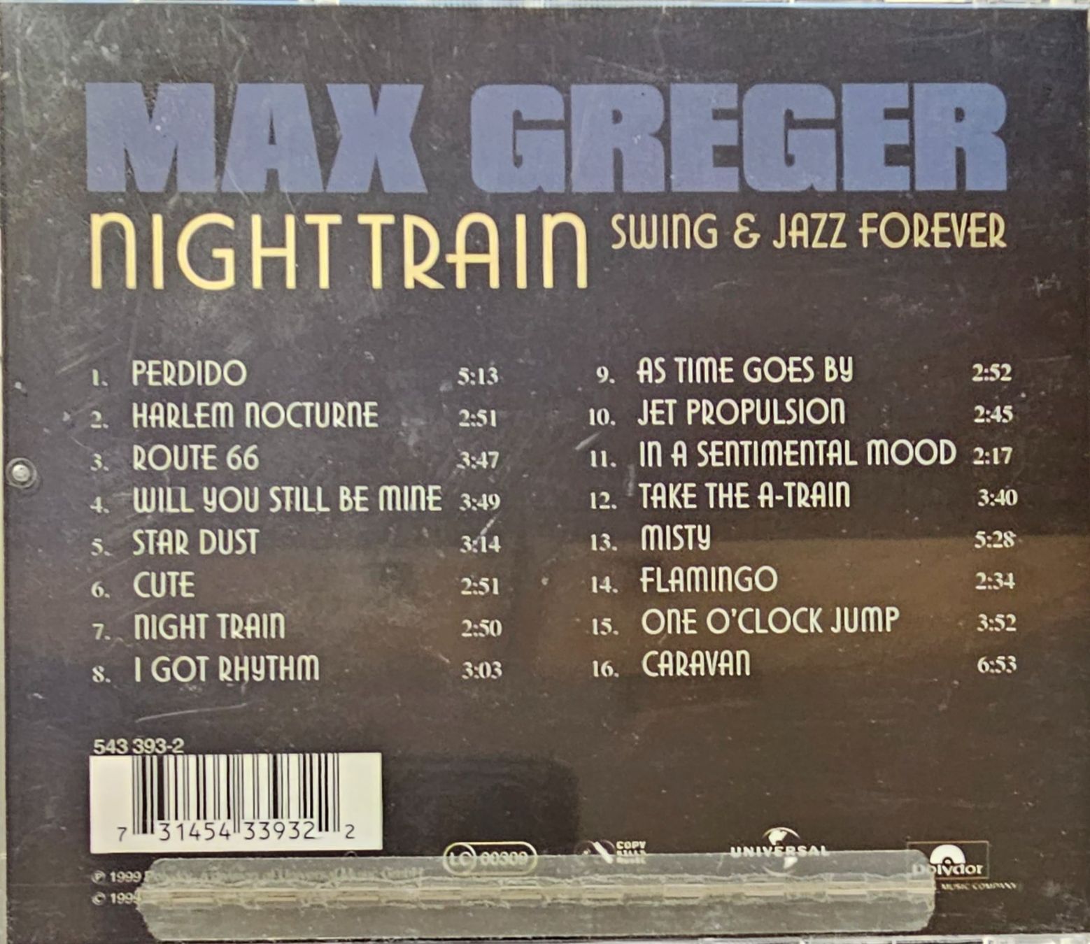 CDs: Max Greger – Night Train - Swing & Jazz Forever – Gebraucht aus Wahlen b. Laufen von Cg10 1
