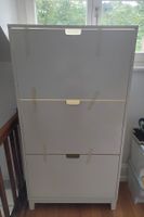 Schuhschrank Weiss 3 Klappen mit Griffen, Platzsparend, G...