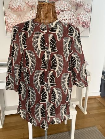 Seidenbluse mit blattmuster, Seventy, 38/40