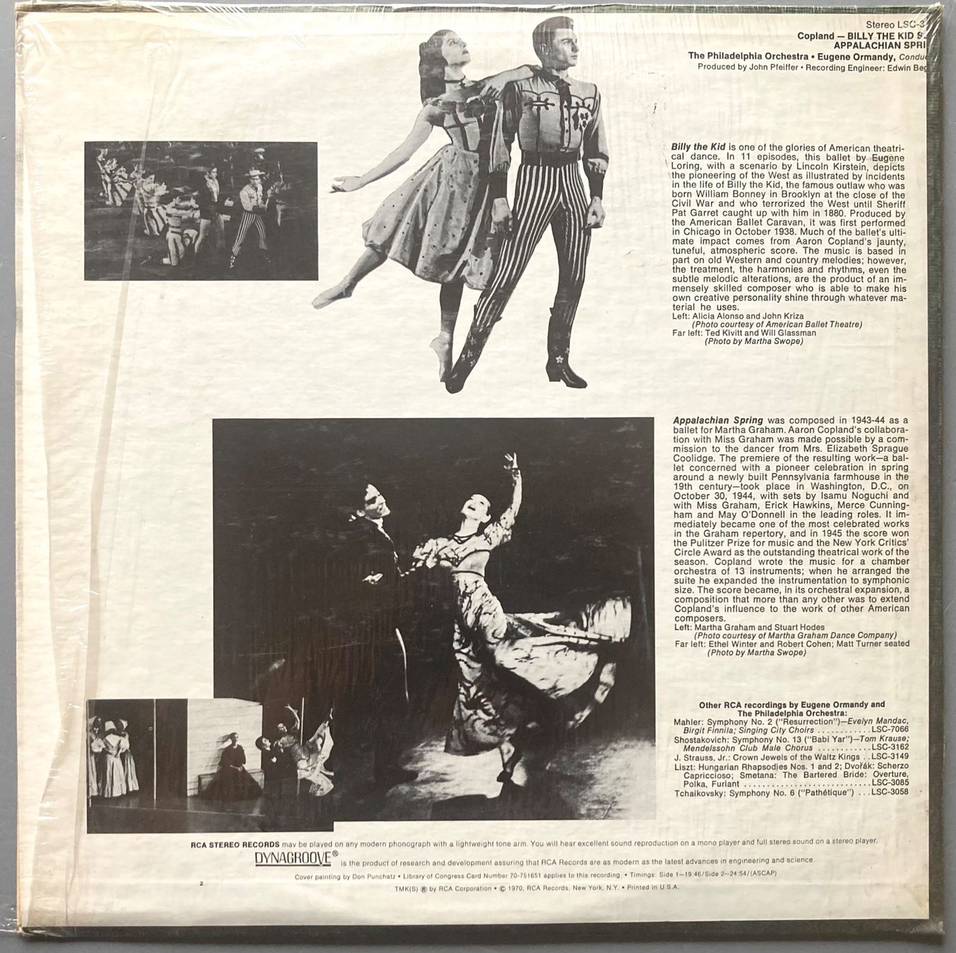 Schallplatten: COPLAND : THE PHILADELPHIA ORCHESTRA, EUGENE ORMANDY - BILLY – Gebraucht aus Poliez-Pittet von Newtown-Records 1