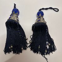 Dekorative Quasten mit Glasperlen (Dunkelblau-Silber)