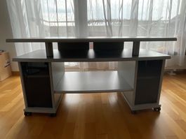 TV-Möbel mit Rollen, grau, mit Glastüren, guter Zustand