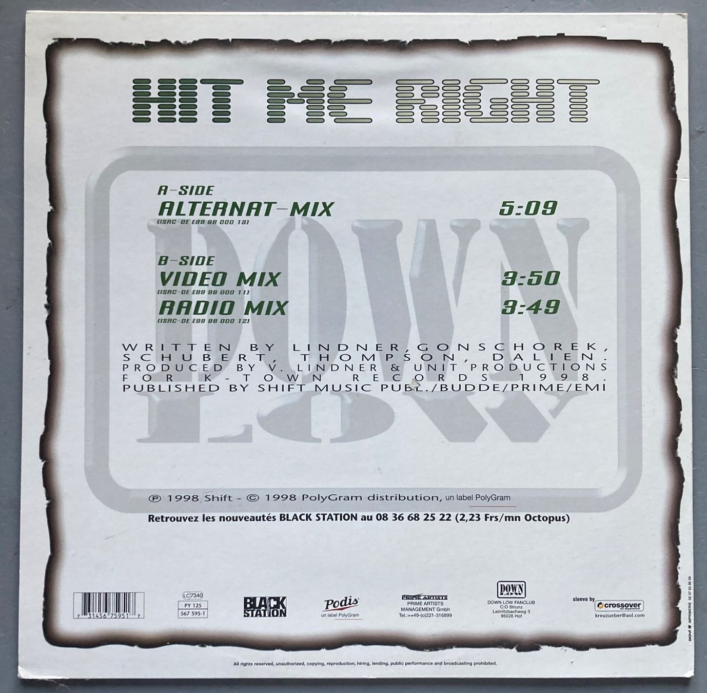 Dischi in vinile: DOWN LOW - HIT ME RIGHT – Usato da Poliez-Pittet venduto da Newtown-Records 1