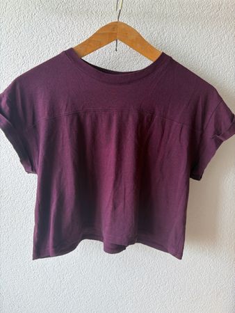 H&M Divided Burgundy Cropped T-Shirt Size S Spring Summer Lo