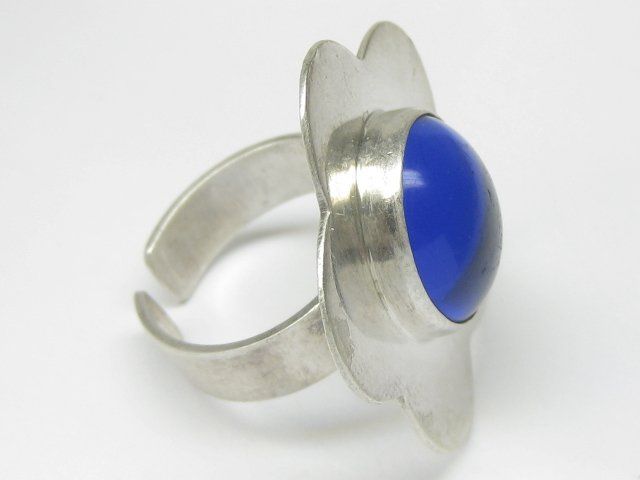 Anelli: Vintage Ring Silber 800 CHG blauer Stein Blume Gr. 55 – Usato da Ermatingen venduto da Decovin 5