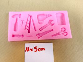 MiniSilikonform Werkzeug - Hammer, Nagel, Säge, Bohrer