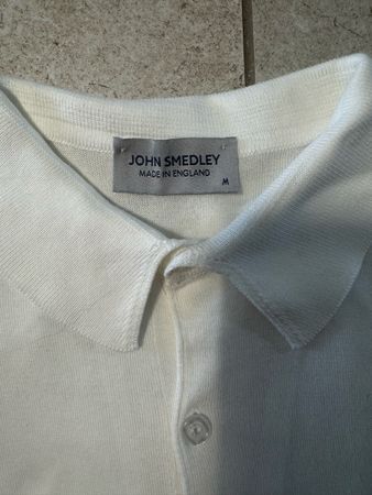 John Smedley Polo Shirt Weiss Grösse M Sea Island Cotton