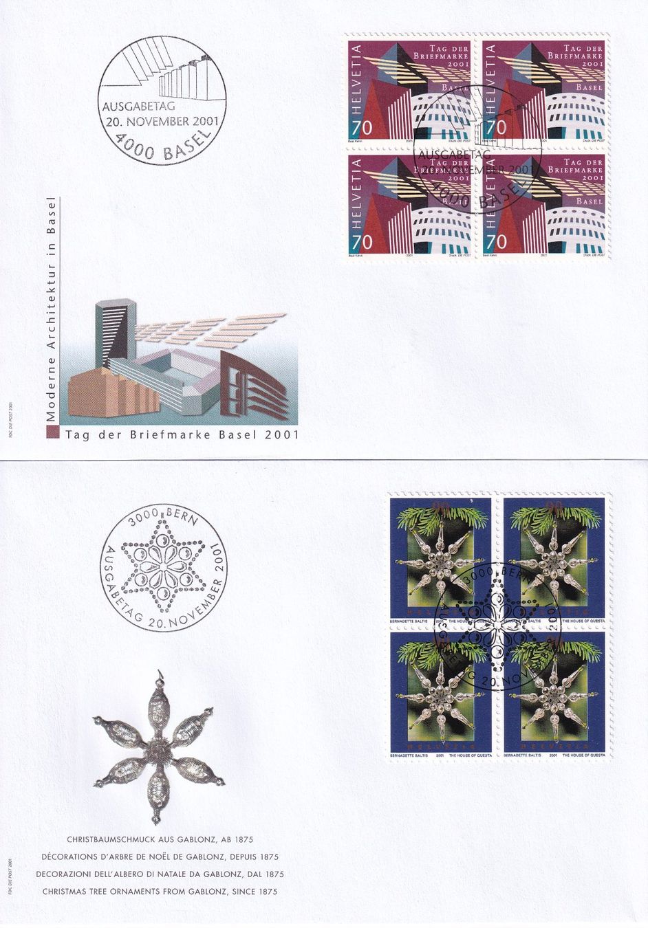 Tutti i francobolli: Lot 8 Briefe FDC 4er Block  2001 – Usato da Rossa venduto da becky05 3