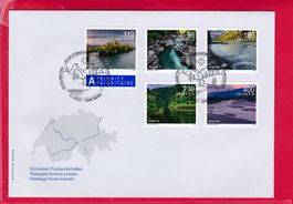 2022, FDC, SATZ, SONDERMARKEN SCHWEIZER FLUSSLANDSCHAFTEN