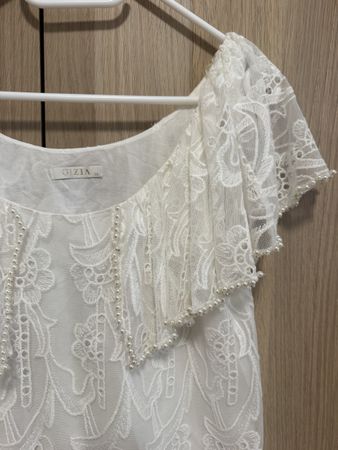Gizia Blouse white size 36 lace beaded