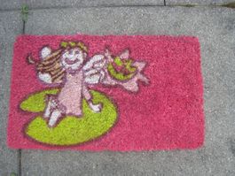 Kinder Türmatte FUSSMATTE  pink rot Fee Kokos   22 x 27 cm