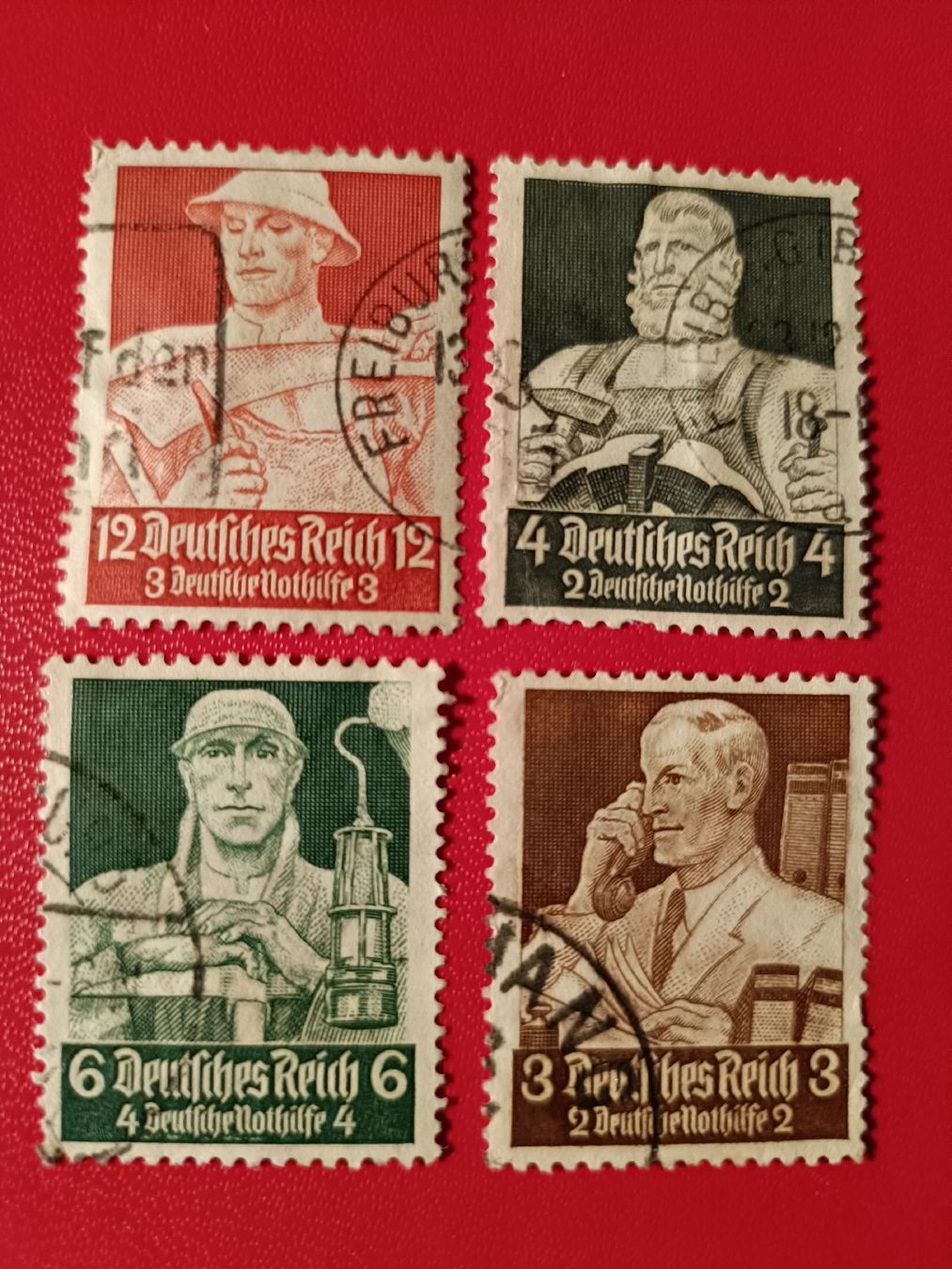Alle Briefmarken: Deutsches Reich, 4 Briefmarken, Nothilfe, – Gebraucht aus Sargans von Polifemo58