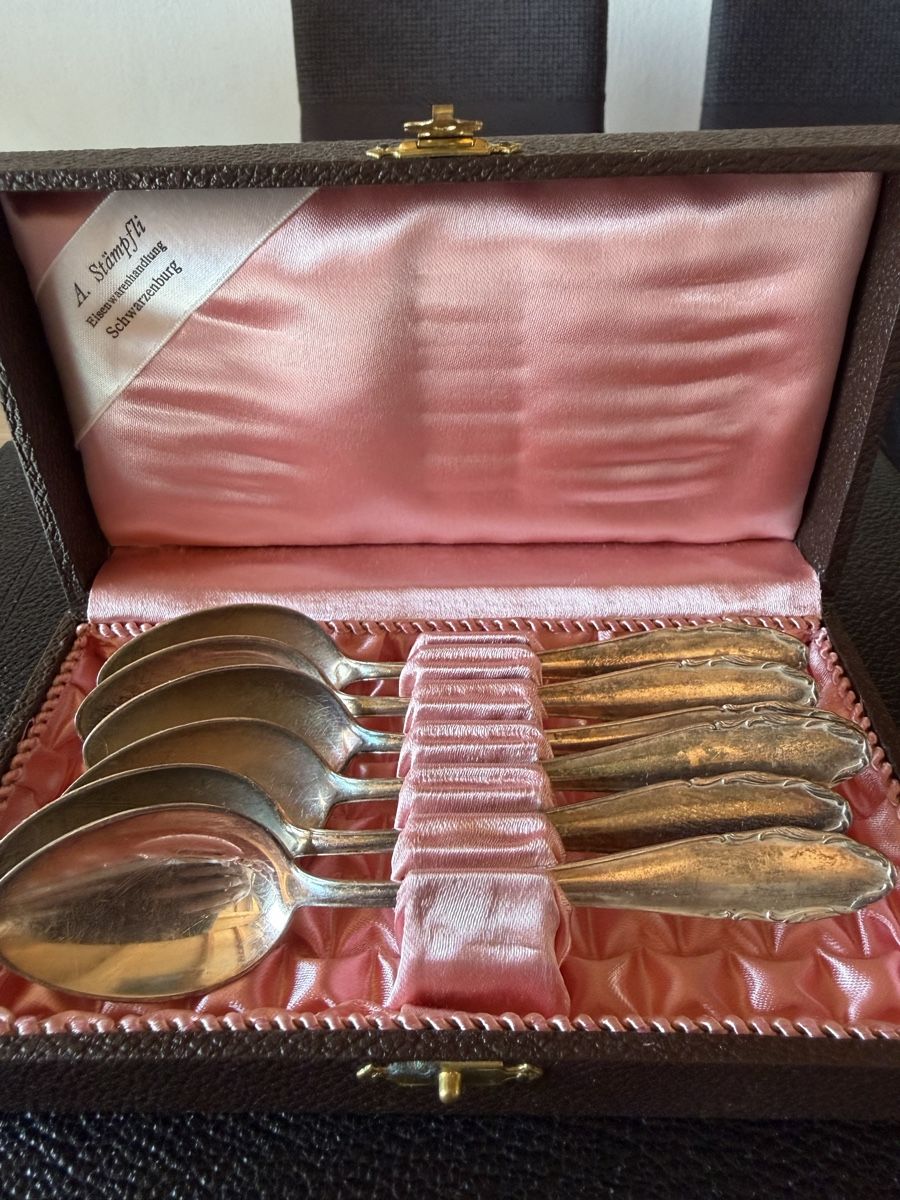 Cucchiai: Antikes Besteckset "Patent" 90er Silber versilbert mit Etui  – Usato da Sigriswil venduto da lag_bwr2