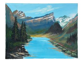 MOYO - "Lac de Seealpsee" paysage de montagne huile toile
